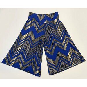 ASSA Navy & Black Chevron Palazzo Pants - Wide Leg Stretch Knit Trousers